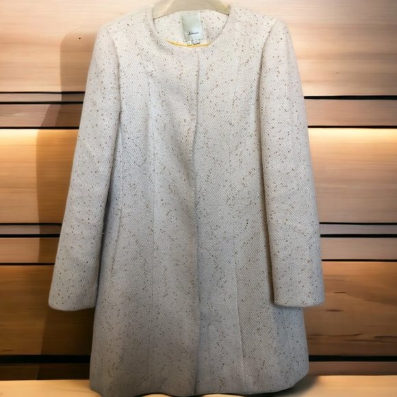 Anthropology elevenses Jackets & Blazers - Anthropologie elevenses Pea Coat Cream with Gold Accents 45% Wool Women's S